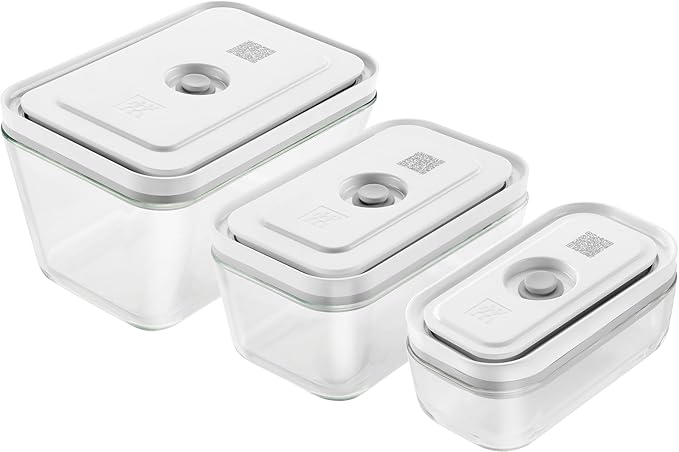 Zwilling J. A. Henckels Fresh Save 36803-003 Fresh & Save Vacuum Glass Containers, Set of 3 Sizes, Airtight, Heat-resistant Glass Storage Containers