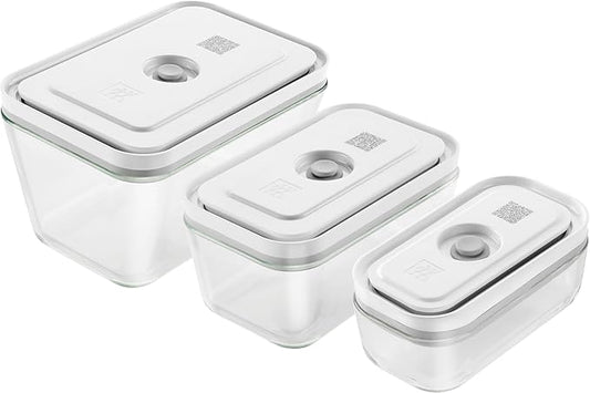 Zwilling J. A. Henckels Fresh Save 36803-003 Fresh & Save Vacuum Glass Containers, Set of 3 Sizes, Airtight, Heat-resistant Glass Storage Containers