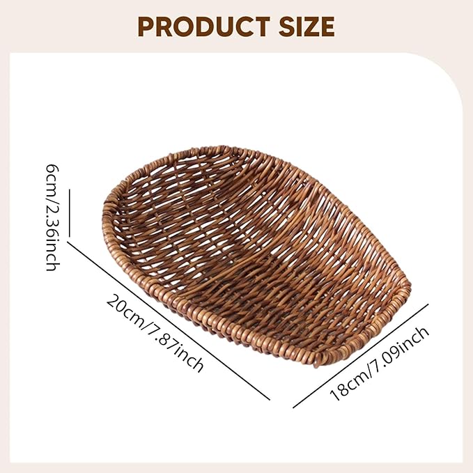 Generic Imitation Rattan Basket for Organizing Bin Multifuctional Organizer,Snack Storage Vanity Tray for Coffee Table, Bar, S