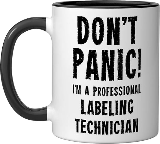 Labeling Technician Ceramic Mug, Black/White