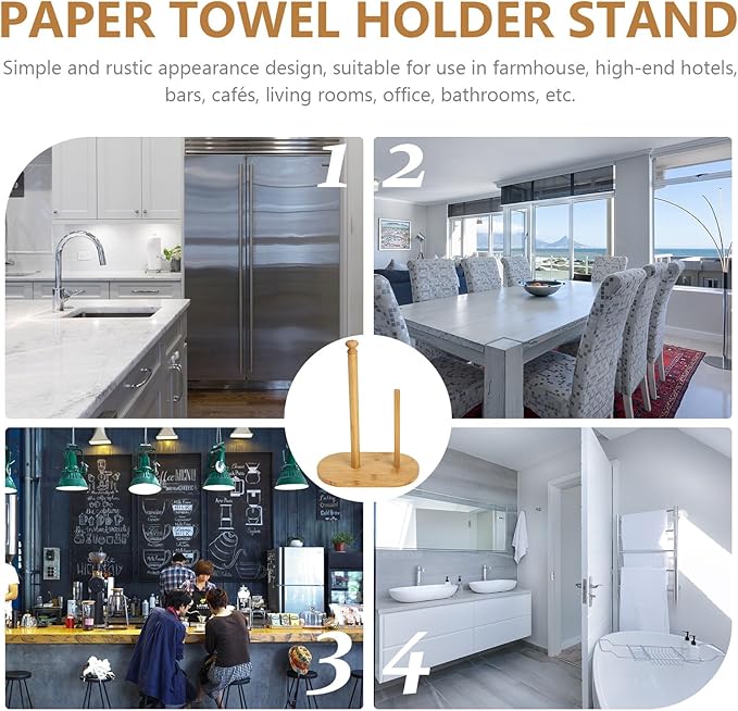 Modern Wooden Paper Towel Holder Stand with Oval Base Multipurpose Kitchen Paper Organizer for Residential and Commercial Use Stylish Desktop Tissue and Preserving Film Rack