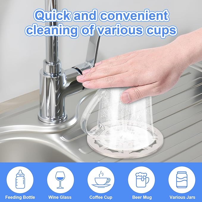 Glass Rinser Head, Stainless Steel Bar Glass Rinser Faucet Automatic Cup Washer Cleaner Accessory for Bar Restaurant Kitchen Coffee Shop