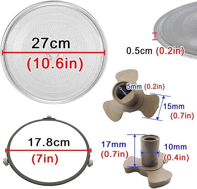 LIGUOYI Universals Microwave Turntable Glass Plate with 3 Fixtures, 0.5cm Thicke, 360° Microwave Glass Turntable Plate, Microwave Glass Tray Scratch-Resistants, High Temperature Resistants