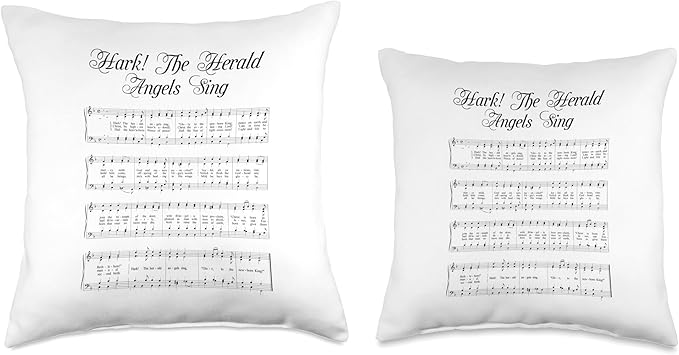 Classic Christmas Sheet Music Hark the Herald Angels Sing Throw Pillow