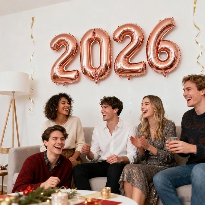 2026 Balloons Rose Gold Number 2026 Balloon-16 Inch Number Foil Balloons for Graduation Party Decorations 2026