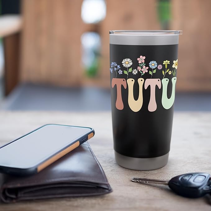 Tutu Gifts Women Wildflower Floral Design Tutu Stainless Steel Insulated Tumbler
