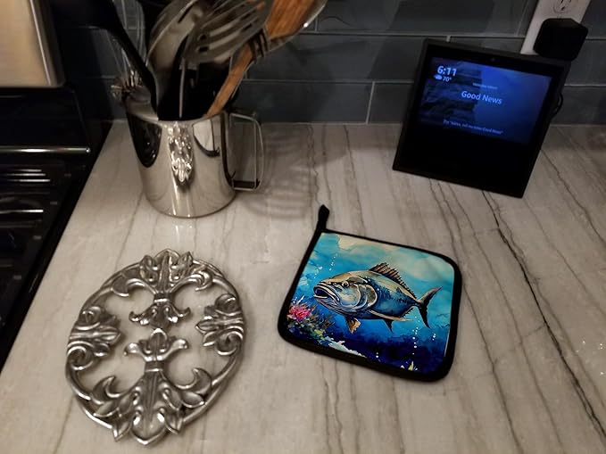 Caroline's Treasures Bluefin Tuna Pair of Pot Holders Kitchen Heat Resistant Pot Holders Sets Oven Hot Pads for Cooking Baking BBQ, 7 1/2 x 7 1/2