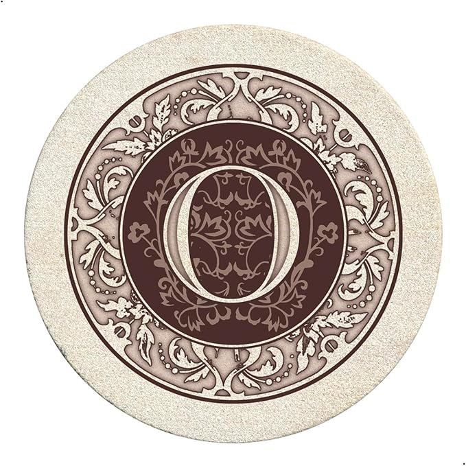 Thirstystone 4-Pack Monogram Letter “O” Sandstone Coasters Manufactured in The USA Decorative, Absorbent, Easily Wipes Clean