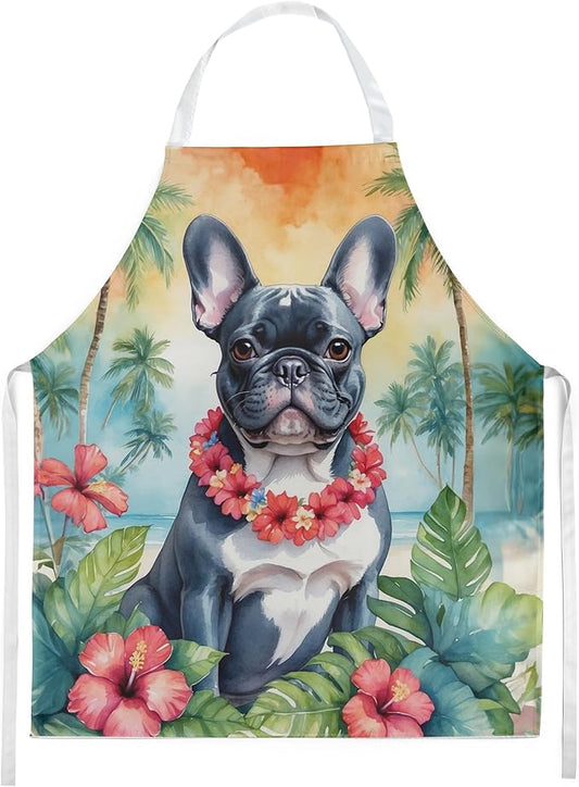 Caroline's Treasures French Bulldog Luau Apron Cooking Kitchen Server Baking Crafts Gardening for Adult Women Men, Unisex, Large, Multicolor