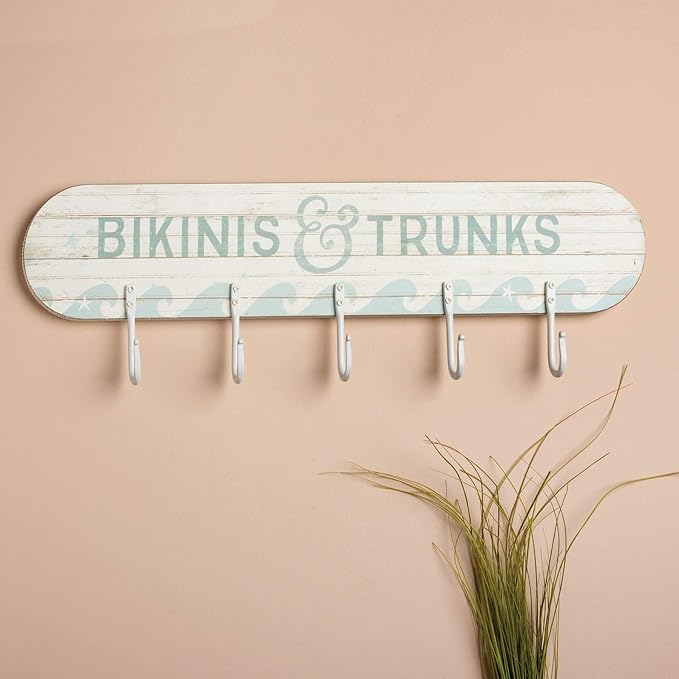Primitives by Kathy 38435 Slat Wood Hook Board, Bikinis & Trunks