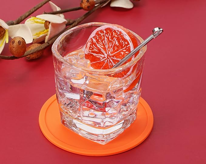 ONLYKXY 3 Pieces 3.93 Inch Silicone Coasters, Round Coasters for Drinks, Beverage Coffee Tea Coaster (Orange)
