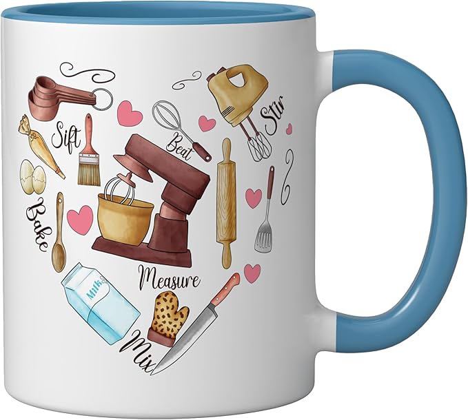 Baker Cooking Culinary Pastry Chef Baking Cook Bake Love Ceramic Mug, Blue/White