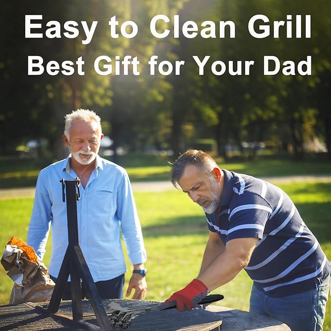 18" Heavy Duty BBQ Grill Brush and Scraper Set, 2-in-1 Safe Bristle Free Grill Cleaner & Strong Wire Brush, Professional Grill Scraper for Outdoor Gas Charcoal Grills, Deep Cleaning BBQ Tools