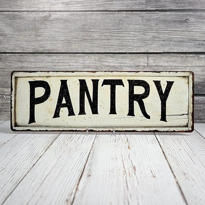 PANTRY Sign Farmhouse Signs Wall Decor Art Country Decorations Rustic Vintage Home Tin Plaque Kitchen Gift 6 x 18 Matte Finish Metal 106180028237