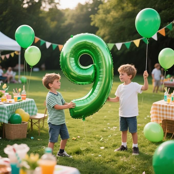 9Th Birthday Decorations 9 Number Balloons, Happy Birthday Decoration for 9th, Dark Green Balloon Numbers 40 Inch for Girls Boys Women Men Engagement, Bridal Shower Party