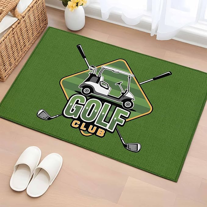 Area Rug 2x3ft, Golf Club Sports Washable Rugs for Living Room Bedroom, Green Soft Non-Slip Area Rugs Rectangle Floor Carpet for Dining Room