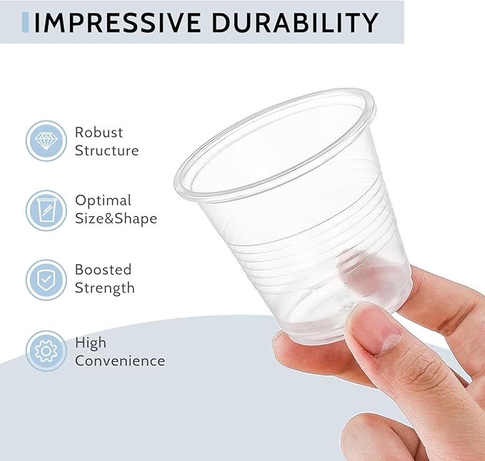 AOZITA 160 Pack 3 oz Clear Plastic Mouthwash Cups - Small Disposable Bathroom Cups for Rinse, Bath, Shot, Drinking, and Washing