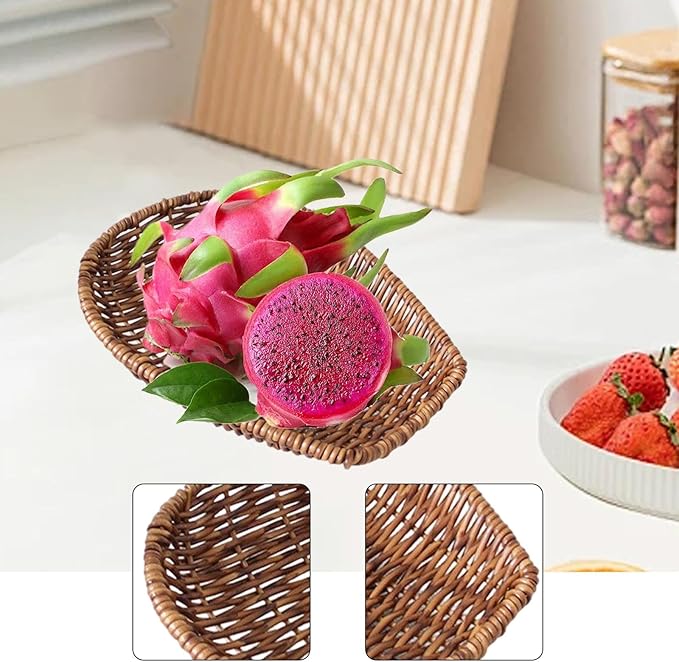 Storage Basket Made of Imitation Rattan, Woven Basket, Multifunctional, Shelf, Vanity Tray for Organizing The Coffee Table, S