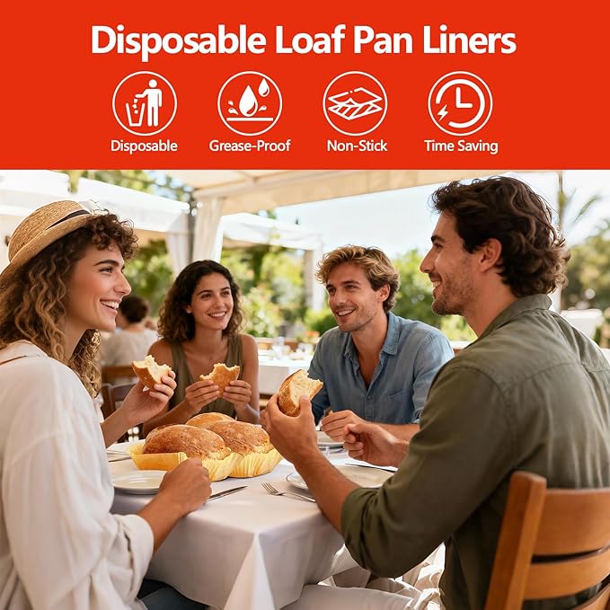 200 PCS Loaf Pan Liners, 9x5 Inch Loaf Pan Liners Baking Bread, Non-Stick Pre-Formed Parchment Paper for Bread Pan, Ideal Disposable Loaf Breads Liners