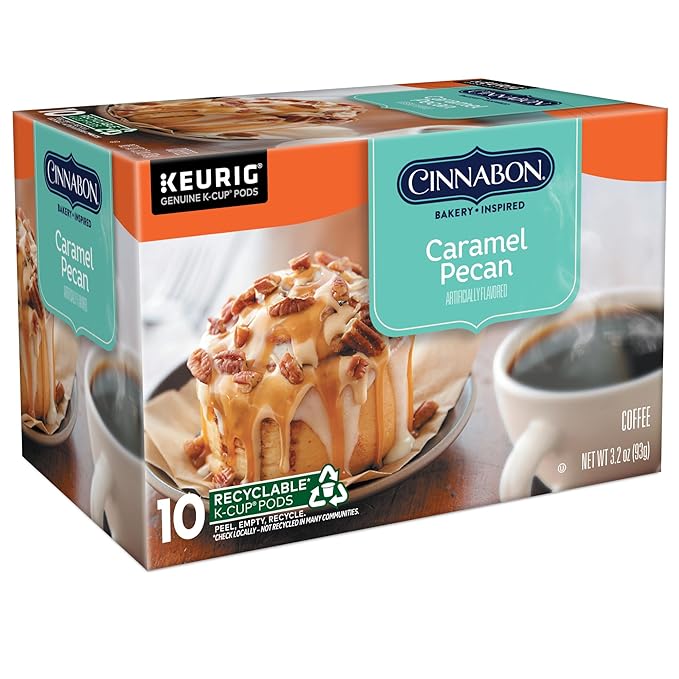 Cinnabon Caramel Pecan Coffee, Keurig Single Serve K-Cup Pods, 60 Count (6 Packs of 10)