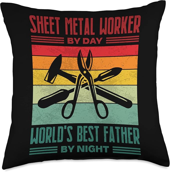 Best Sheet Metal Worker Dad thin Metal Sheets Metalworking Throw Pillow