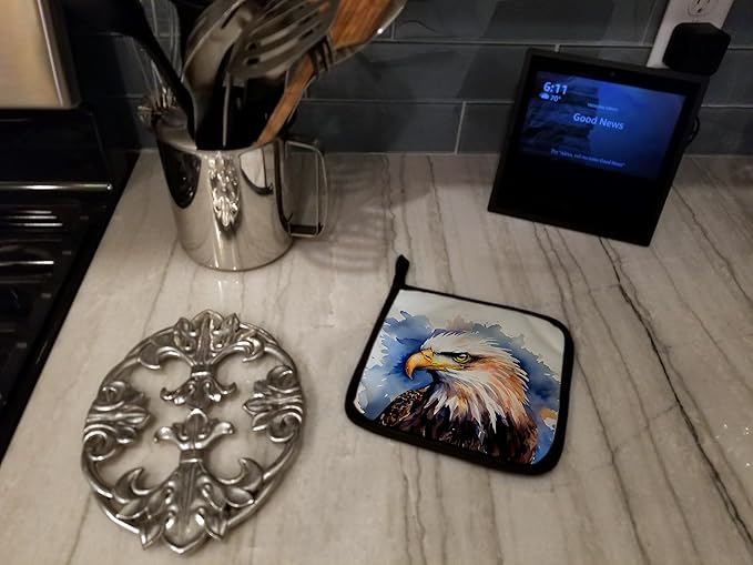 Caroline's Treasures Eagle Pair of Pot Holders Kitchen Heat Resistant Pot Holders Sets Oven Hot Pads for Cooking Baking BBQ, 7 1/2 x 7 1/2