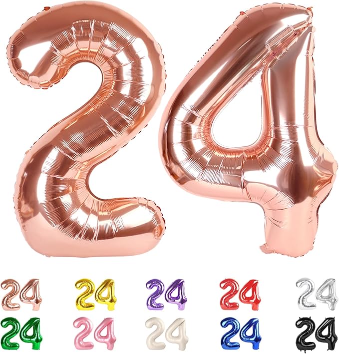 Numbers 24 Balloons, 42 Balloons, 24th Rose Gold Party Decorations 40 In Big 42nd for Girl Boys Engagement, Wedding, Celebration Party, Graduations, Photo Shoot