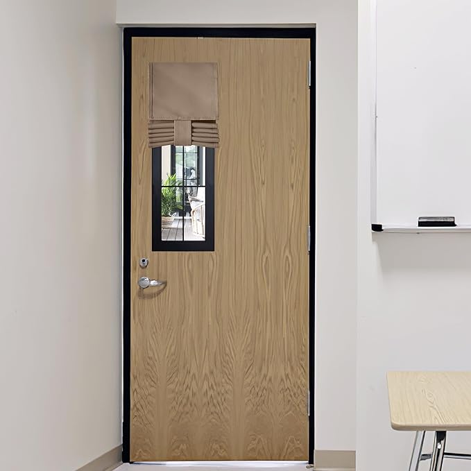 RYB HOME Classroom Door Window Cover, Blackout Shades for Classroom Windows and Doors Cover Lockdown Shades, Room Darkening Design Blocks Views, W 8 x L 36, 1 Panel, Mocha