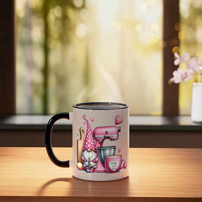 Baker Cute Baking Pastry Chef Bake Love Bakery Owner Ceramic Mug, Black/White