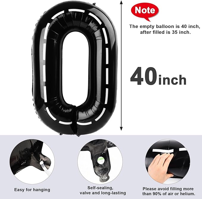 Number 0 Balloons 40 Inch Line Black Number Balloons for 10 20 30 40 50 60 70 80 90 100 Numbers Balloon Birthday Decorations Wedding Event Baby Shower