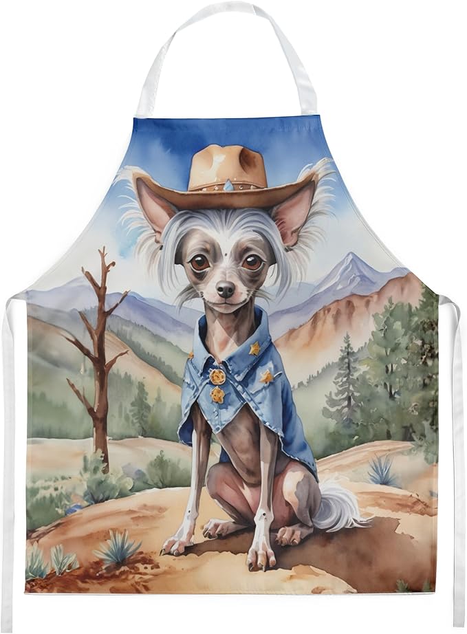 Caroline's Treasures Chinese Crested Cowboy Welcome Apron Cooking Kitchen Server Baking Crafts Gardening for Adult Women Men, Unisex, Large, Multicolor