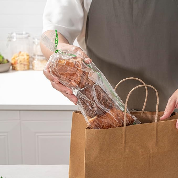 Restaurantware Candy Bags 100 Pcs 13" x 5" Heat-Sealable Clear Plastic Bags Greaseproof Home Compostable Freezer-Ready No-Flap Treat Carriers for Candies, Cookies, Bakery, Party Favours