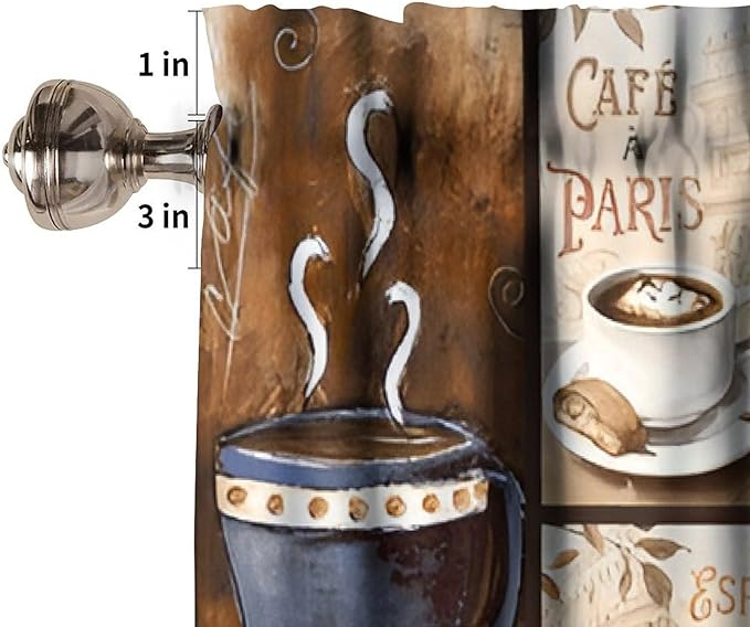Vintage Coffee Curtain Valance, Rustic European City Paris Rome Pisa Short Window Treatment for Kitchen Cafe Bedroom Dining Living Room Home Decor, 54x18Inch