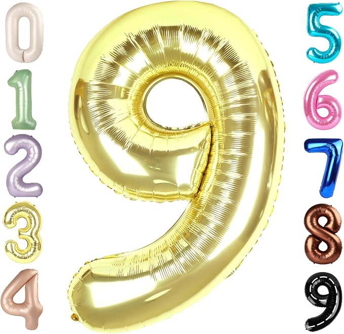 40 Inch Light Gold Numbers 9 Balloon, Balloons Decorations for 9 19 90 Birthday Party, Engagement, Wedding, Graduations, Photo Shoot Supplies