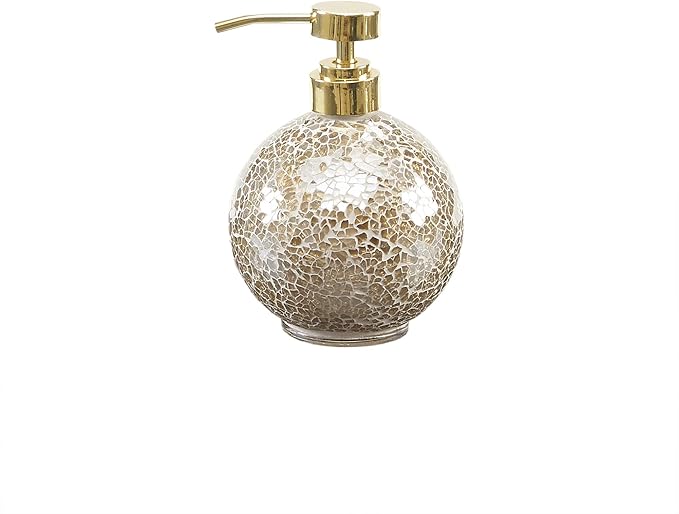 Madison Park Mosaic Bathroom Accessories Set , 4 Piece Bath Accessory Sets With Gold Soap Dispenser , Toothbrush Holder , Tumbler And Ring Tray