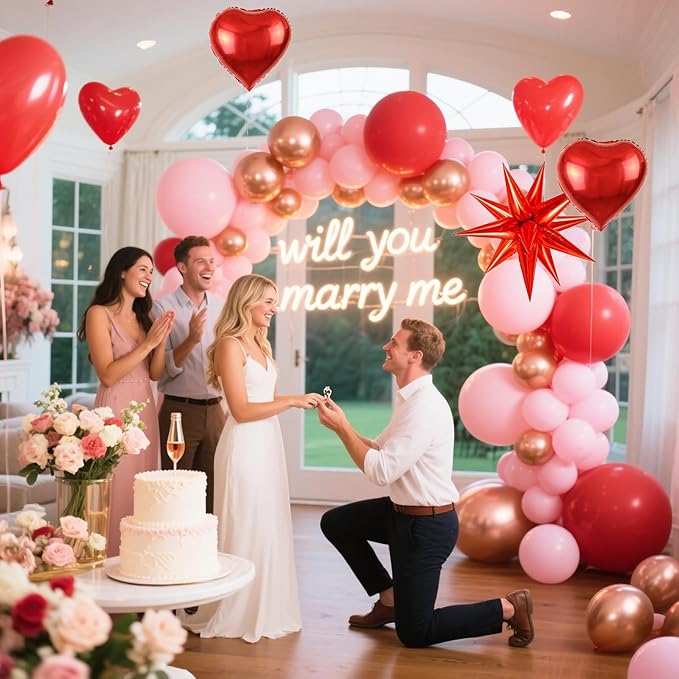 KARLURE Mothers Day Balloon Arch Kit for Mothers Day Decorations, Pink Red Rose Gold Balloons Heart Balloons for Happy Mothers Day Baby Shower Bridal Shower Wedding Birthday Party Decorations