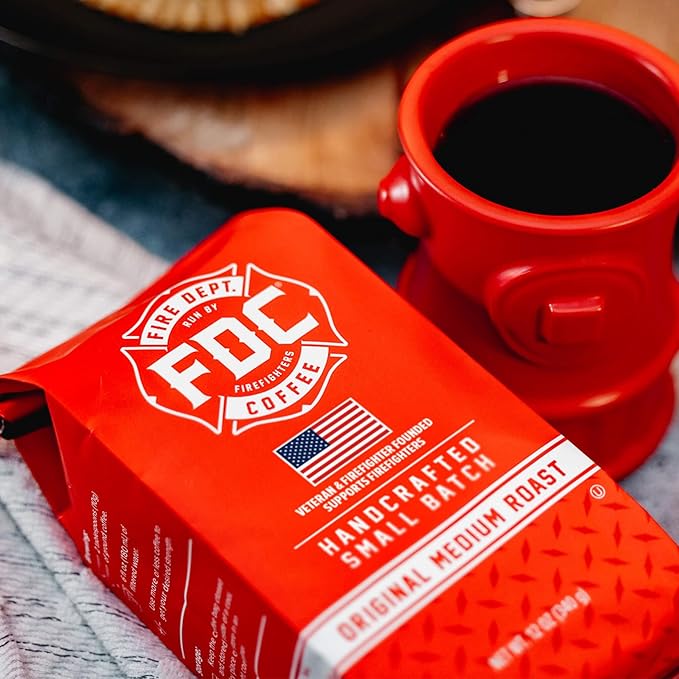 Fire Department Coffee - Gives Back to Firefighters - Original Medium Roast Coffee Beans - Balanced & Smooth - Roasted in the USA - Premium Whole Bean - Veteran Owned (12 oz, Pack of 2)