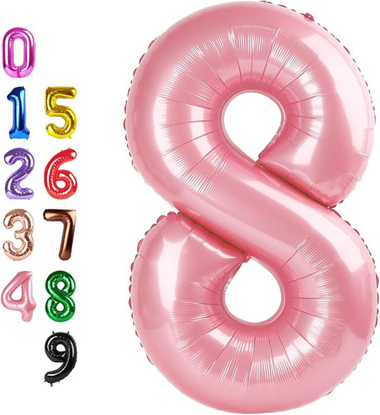 Numbers 8Th Balloon 40 Inch, Pearl Pink Birthday Decorations For Women Men, Number Balloons for 8, 18, 28 Wedding, Anniversaries, Celebration, Graduation