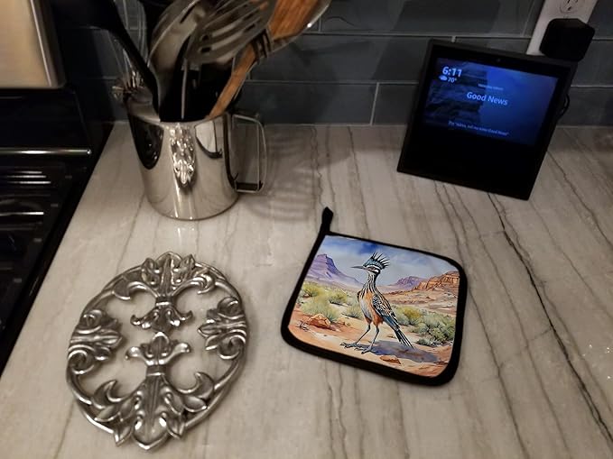 Caroline's Treasures New Mexico Greater Roadrunner Pair of Pot Holders Kitchen Heat Resistant Pot Holders Sets Oven Hot Pads for Cooking Baking BBQ, 7 1/2 x 7 1/2