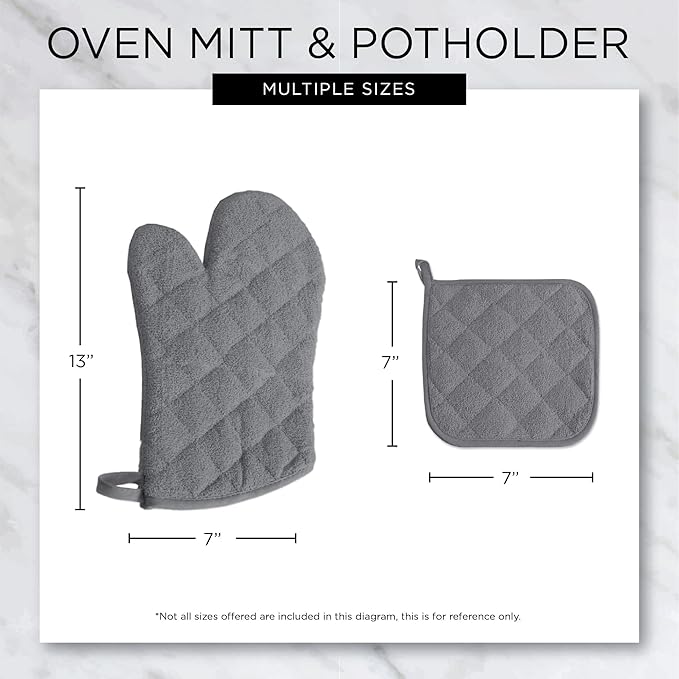 DII Basic Terry Collection Quilted 100% Cotton, Potholder, White, 3 Piece