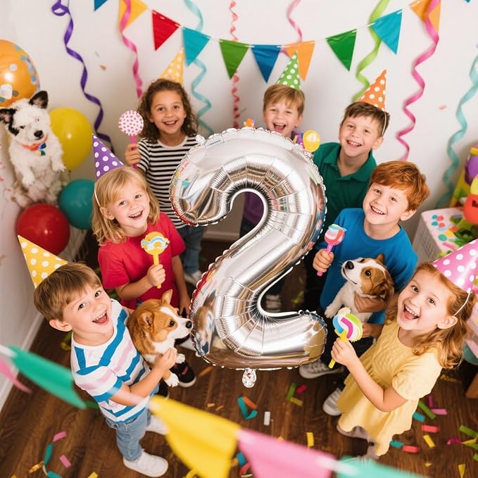 Silver Birthday 2 Balloons Number, Two Balloon Numbers for Girl Boy Baby Shower, Numbers 40 Inch for 2 12 22 2025 Graduation Party Wedding Anniversaries Celebration