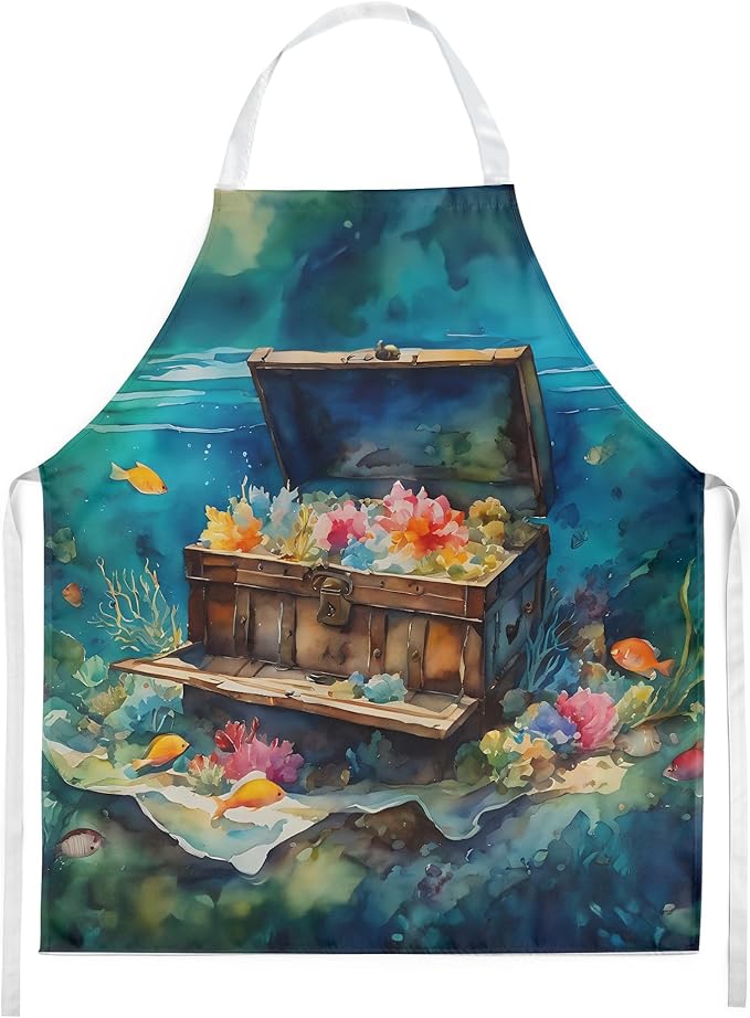 Caroline's Treasures Treasure Chest Apron Cooking Kitchen Server Baking Crafts Gardening for Adult Women Men, Unisex, Large, Multicolor