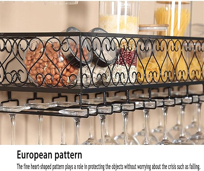 Wall Wine Rack Metal Iron Creative Grid Hanging Wine Bottle Holder Large Wine Glass Shelf Industrial Wine Cabinet for Kitchen/Bar/Restaurant Hanger(Size: 60CM Color:Black)
