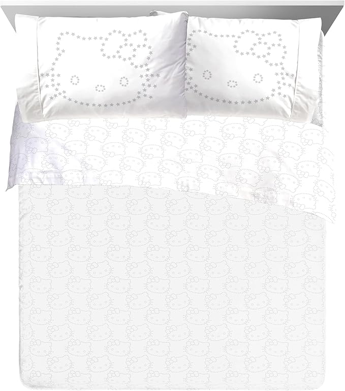 Jay Franco Hello Kitty Stars Queen Comforter Set - 7 Piece Bedding Includes Sheet Set & Pillow Covers - Super Soft Zodiac Black & Gold Bedding