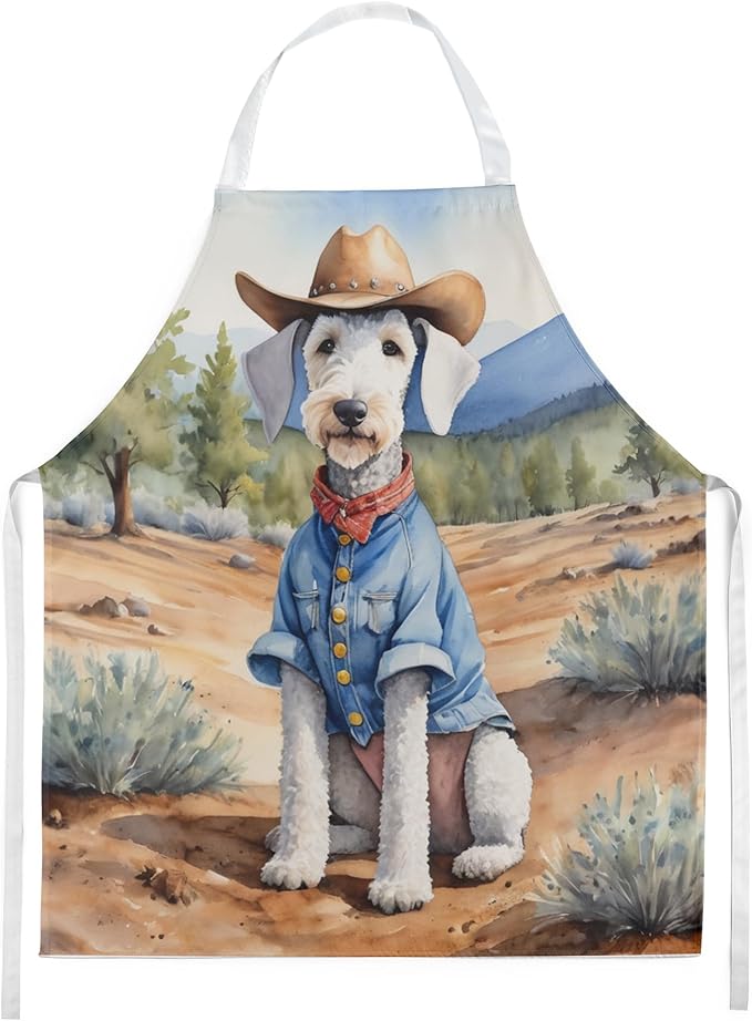 Caroline's Treasures Bedlington Terrier Cowboy Welcome Apron Cooking Kitchen Server Baking Crafts Gardening for Adult Women Men, Unisex, Large, Multicolor