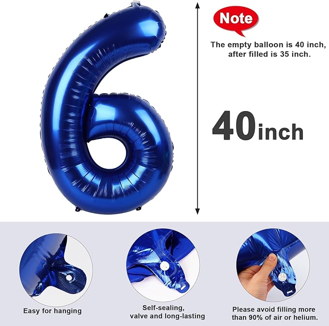 Navy Blue Number 6 Balloon 40In Birthday Decorations for Girl Boy Women Men, Balloon Numbers Party Decorations for Party Celebration Graduations Anniversary Photo