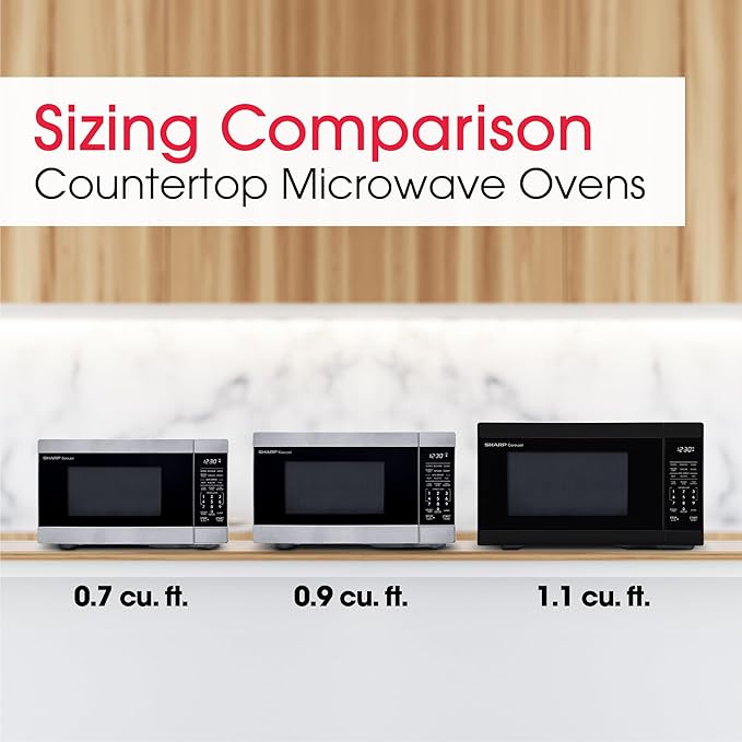 SHARP Countertop Microwave Oven with Removable 12.4" Carousel Turntable, 1000 Watt, 1.1 Cubic Feet, Black