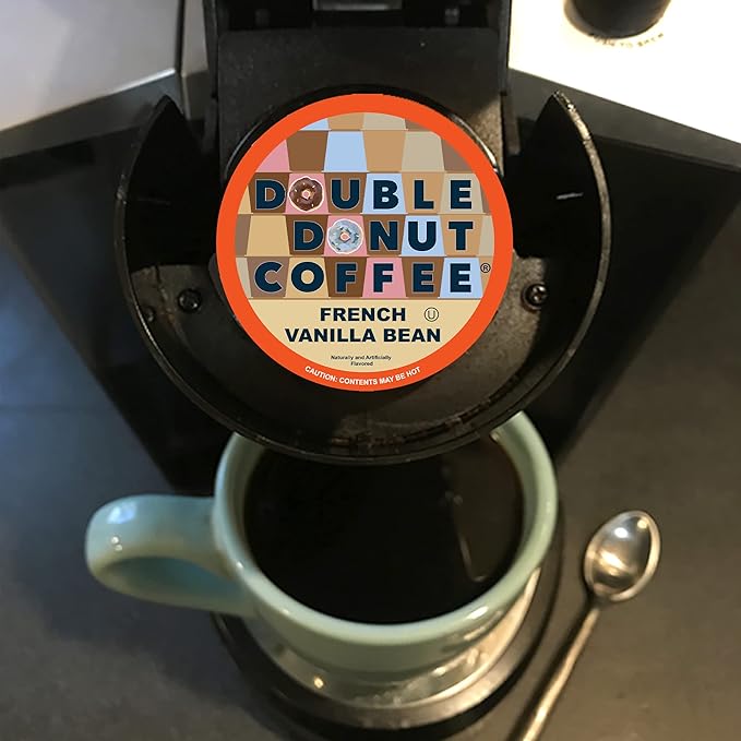 Double Donut Coffee Flavored Coffee Pods, Vanilla Bean Single Serve Coffee For Keurig K Cups Machines, Medium Roast Vanilla in Recyclable Pods, Hot or Iced, 96 Count Value Pack