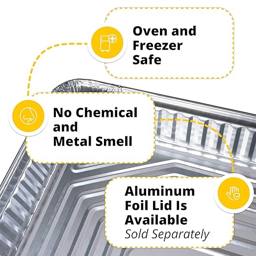 IDL Packaging Full Size Aluminum Steam Table Pans - Shallow, 21" x 13" x 1.5" (pack of 25) - Disposable Foil Pan for Grilling, Roasting, BBQ, Cooking, Baking, Freezing