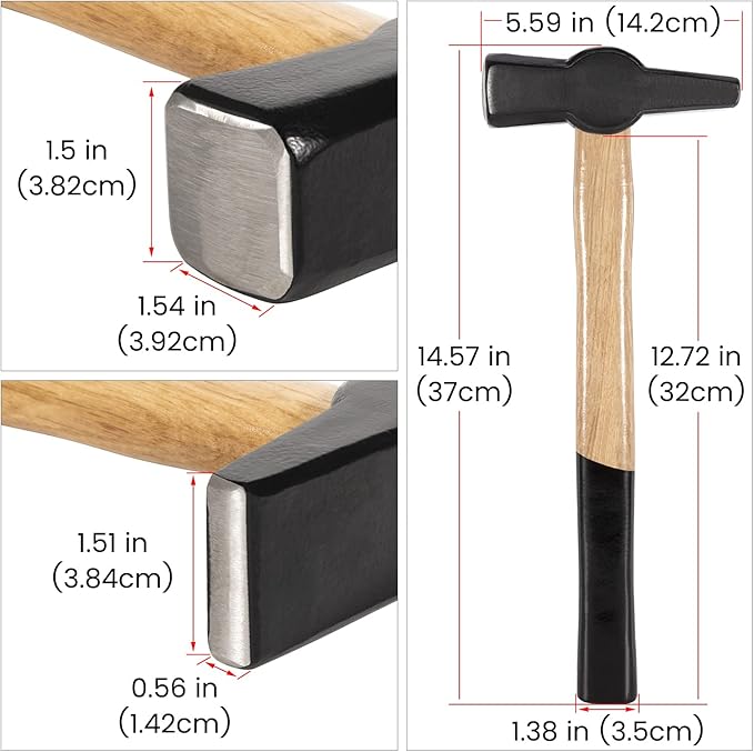 Blacksmith Tongs+Hammer Set Knife Making Tongs Wolf Jaw V-Bit Tongs Starter Beginner Bladesmith Metalworking Forge Anvil Vise Tool 0000811-1000 (3 PCS)